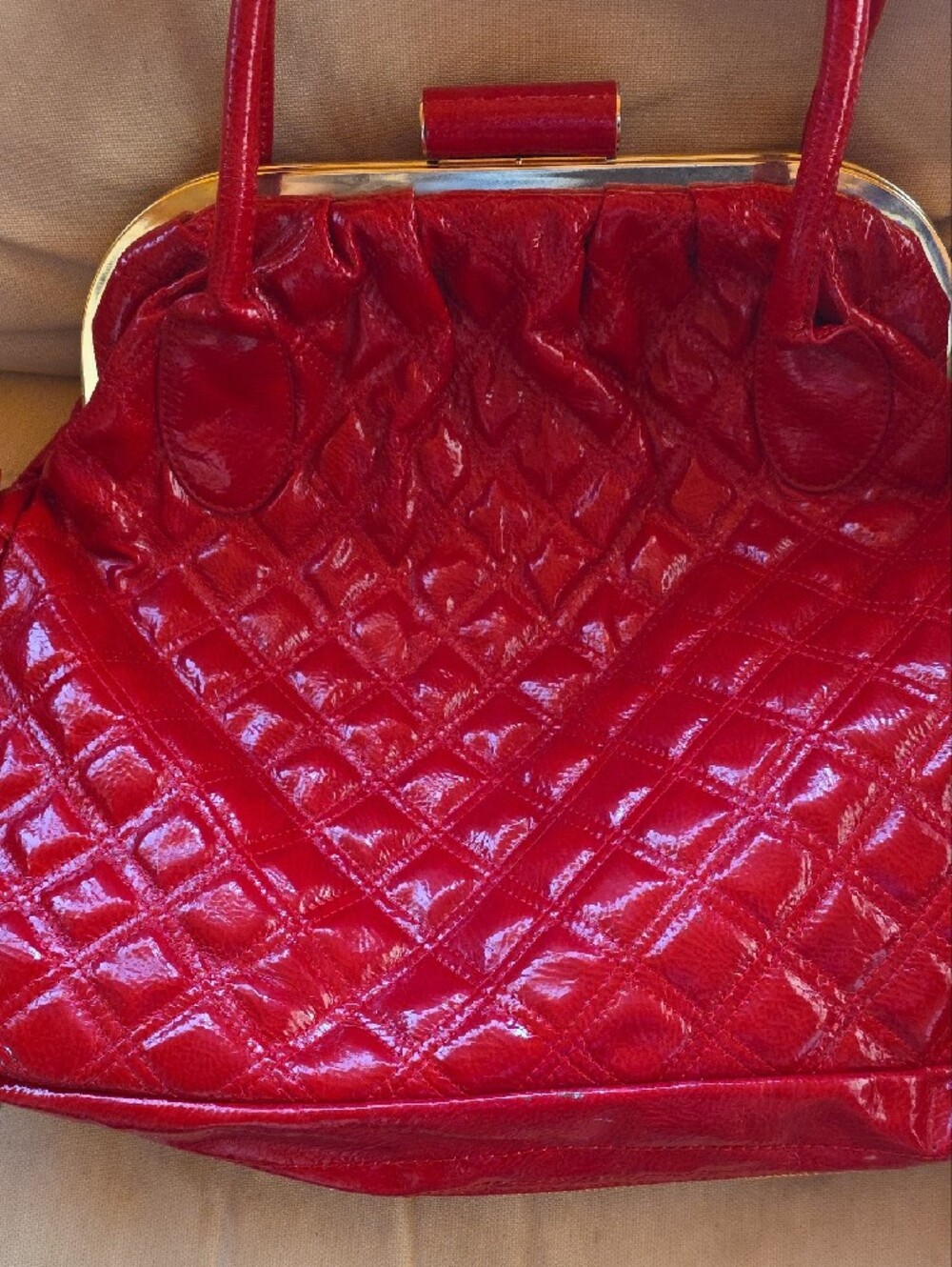 Big Buddha Santa BarbaraQuilted Red Tote Bag - Designer-Inspired Huge Handbag